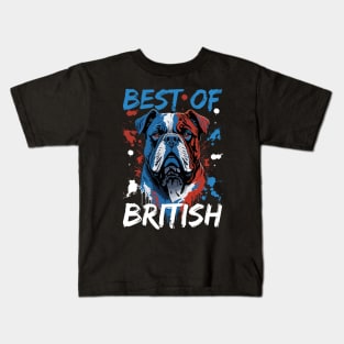 Bulldog Majesty : Best of British Pride - Colorful Red, White, and Blue Design Kids T-Shirt